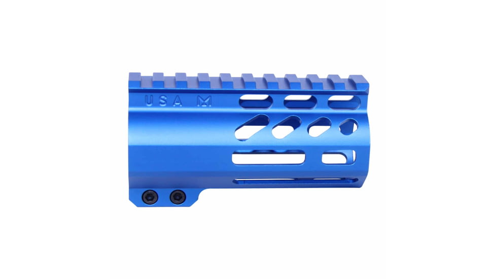 Guntec USA AirLok Series M-LOK Compression Free Floating Handguard w/Monolithic Top Rail, 4in, Blue, GT-4ALC-BLUE