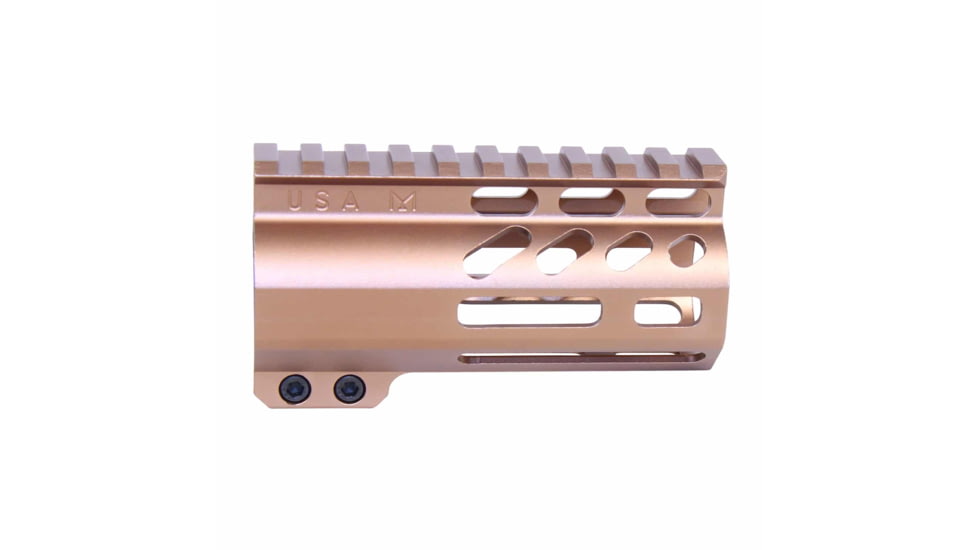 Guntec USA AirLok Series M-LOK Compression Free Floating Handguard w/Monolithic Top Rail, 4in, Bronze, GT-4ALC-BRZ