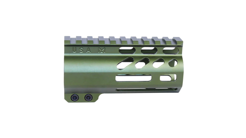 Guntec USA AirLok Series M-LOK Compression Free Floating Handguard w/Monolithic Top Rail, 4in, Green, GT-4ALC-GREEN
