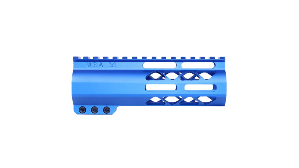 Guntec USA AirLok Series M-LOK Compression Free Floating Handguard w/Monolithic Top Rail, 6in, Blue, GT-6ALC-BLUE