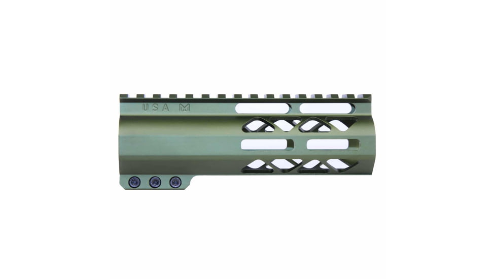 Guntec USA AirLok Series M-LOK Compression Free Floating Handguard w/Monolithic Top Rail, 6in, Green, GT-6ALC-GREEN