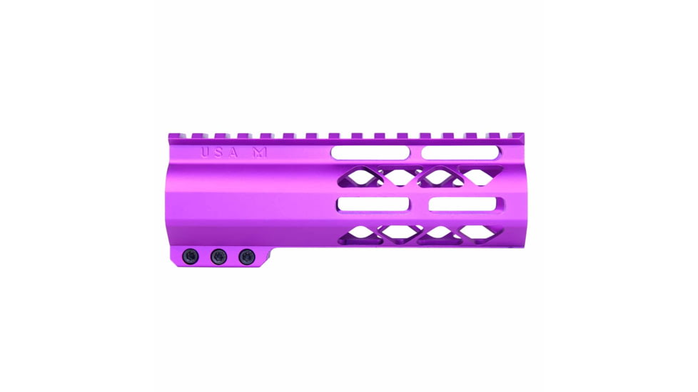 Guntec USA AirLok Series M-LOK Compression Free Floating Handguard w/Monolithic Top Rail, 6in, Purple, GT-6ALC-PURPLE