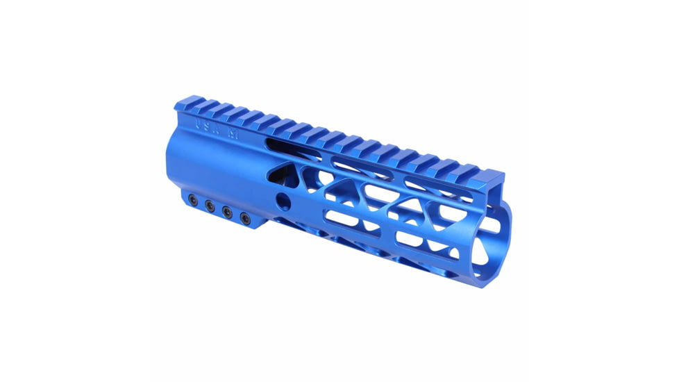 Guntec USA AIR-LOK Series M-LOK Compression Free Floating Handguard w/Monolithic Top Rail, 7in, Blue, GT-7ALC-BLUE