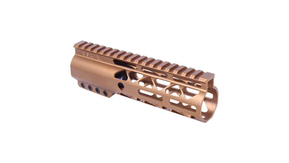 Guntec USA AIR-LOK Series M-LOK Compression Free Floating Handguard w/Monolithic Top Rail, 7in, Bronze, GT-7ALC-BRZ