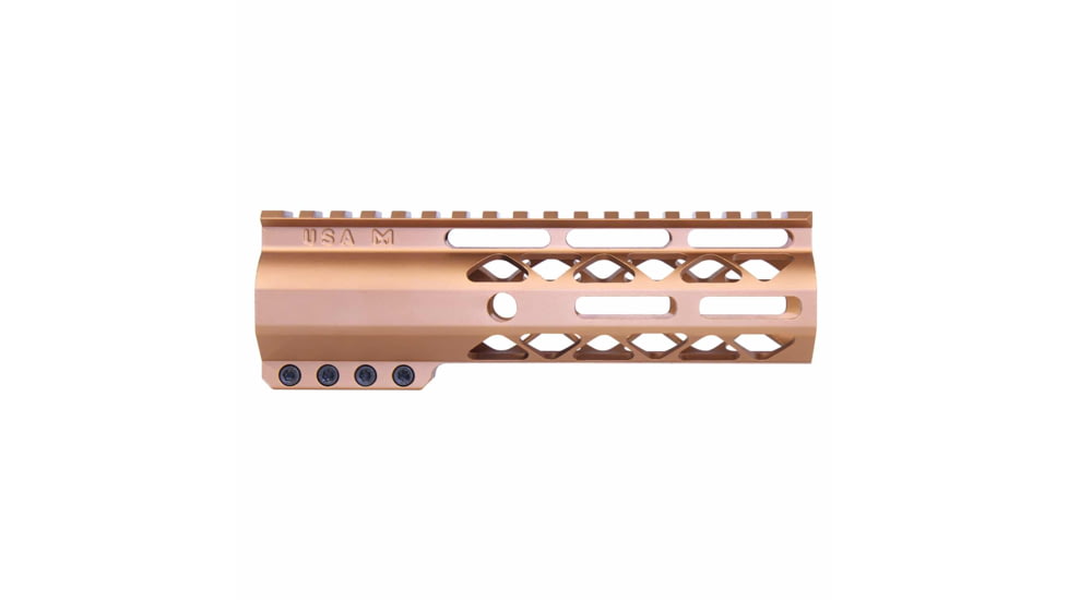 Guntec USA AirLok Series M-LOK Compression Free Floating Handguard w/Monolithic Top Rail, 7in, Bronze, GT-7ALC-BRZ