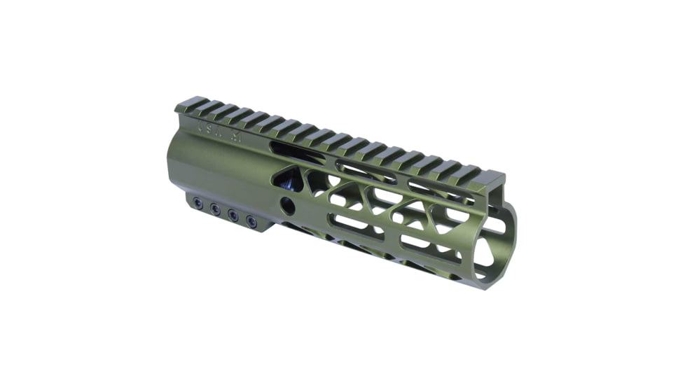 Guntec USA AIR-LOK Series M-LOK Compression Free Floating Handguard w/Monolithic Top Rail, 7in, Green, GT-7ALC-GREEN