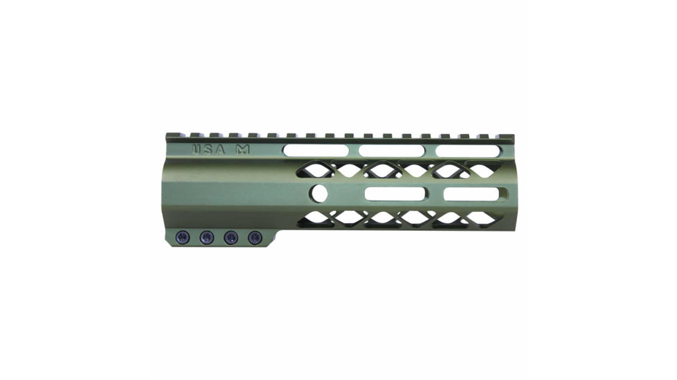 Guntec USA AirLok Series M-LOK Compression Free Floating Handguard w/Monolithic Top Rail, 7in, Green, GT-7ALC-GREEN