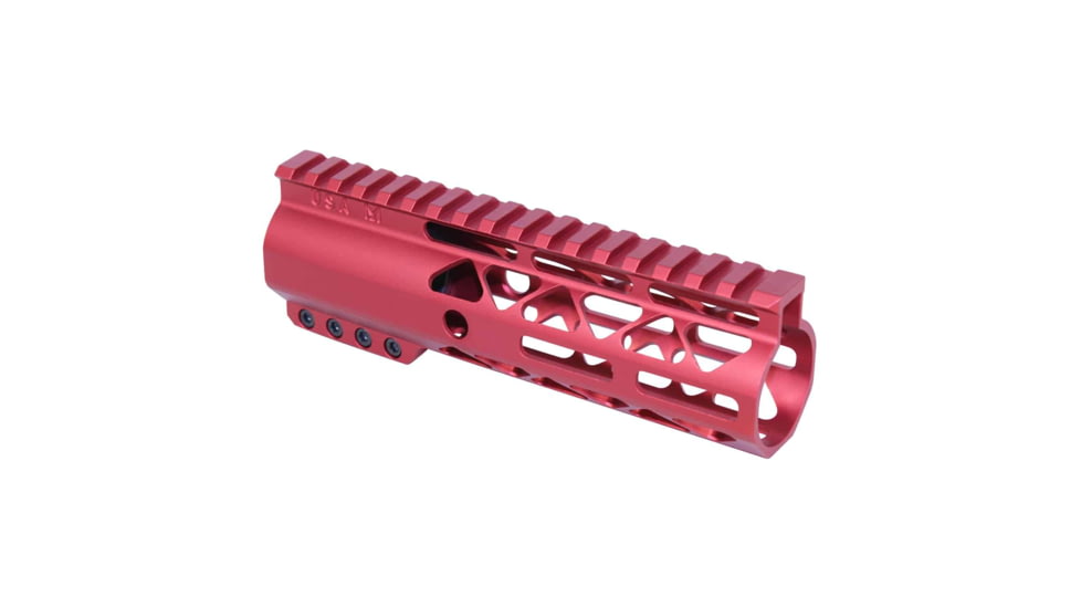 Guntec USA AIR-LOK Series M-LOK Compression Free Floating Handguard w/Monolithic Top Rail, 7in, Red, GT-7ALC-RED