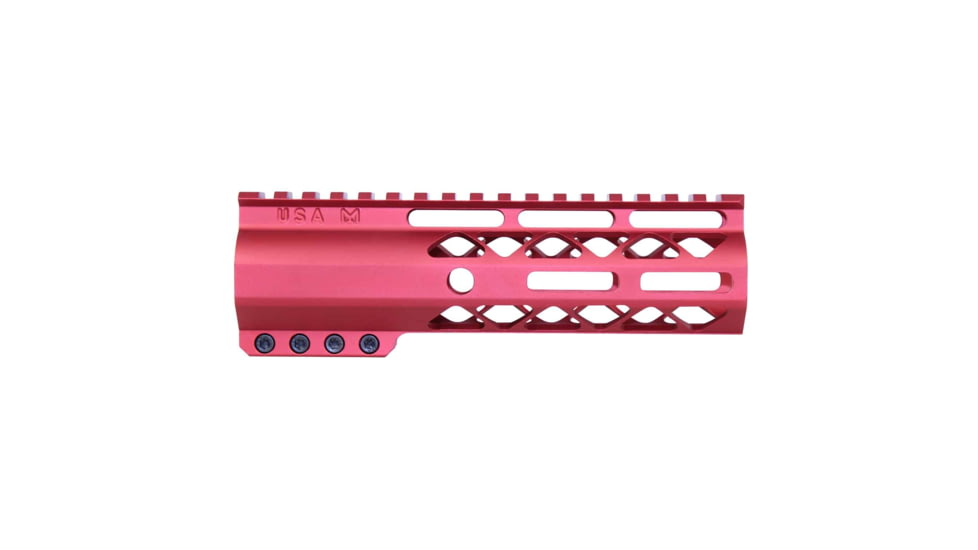 Guntec USA AirLok Series M-LOK Compression Free Floating Handguard w/Monolithic Top Rail, 7in, Red, GT-7ALC-RED