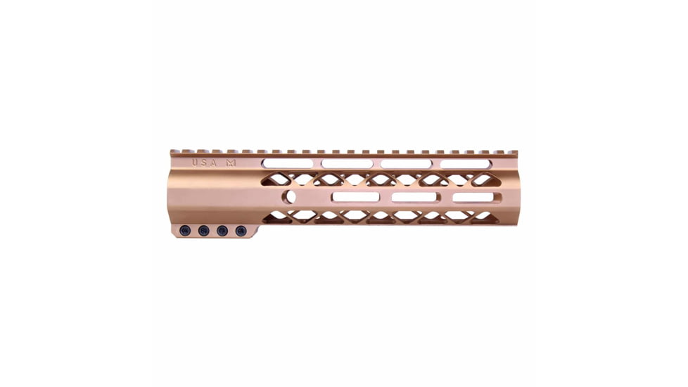 Guntec USA AirLok Series M-LOK Compression Free Floating Handguard w/Monolithic Top Rail, 9in, Bronze, GT-9ALC-BRZ