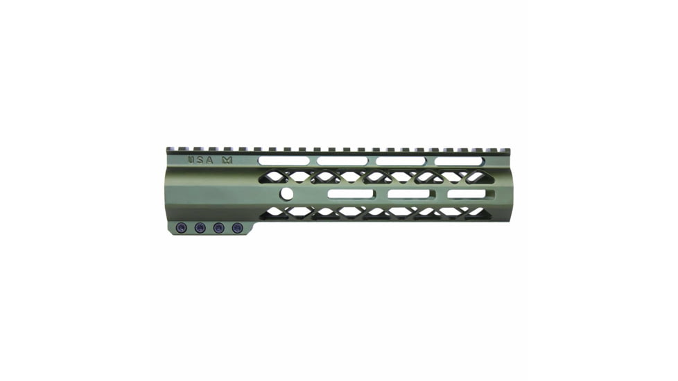Guntec USA AirLok Series M-LOK Compression Free Floating Handguard w/Monolithic Top Rail, 9in, Green, GT-9ALC-GREEN