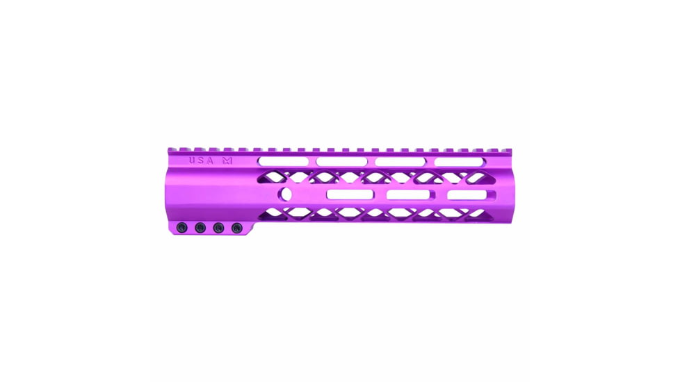 Guntec USA AirLok Series M-LOK Compression Free Floating Handguard w/Monolithic Top Rail, 9in, Purple, GT-9ALC-PURPLE