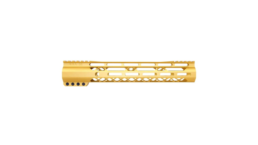 Guntec USA AIR-LOK Series M-LOK Compression Gen 2 Free Floating Handguard w/Monolithic Top Rail, 12in, Gold, GT-12ALC-G2-GOLD