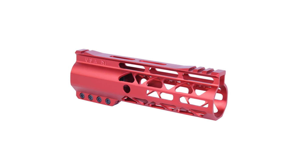 Guntec USA AIR-LOK Series M-LOK Compression Gen 2 Free Floating Handguard w/Monolithic Top Rail, 7in, Red, GT-7ALC-G2-RED