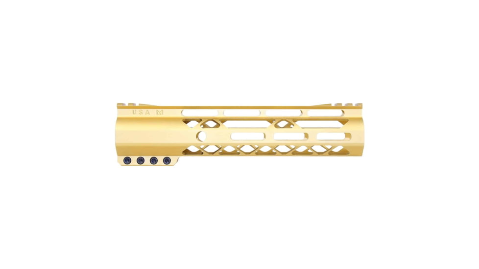 Guntec USA AIR-LOK Series M-LOK Compression Gen 2 Free Floating Handguard w/Monolithic Top Rail, 9in, Gold, GT-9ALC-G2-GOLD