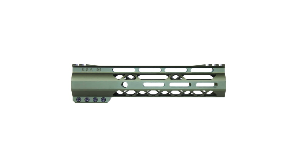 Guntec USA AIR-LOK Series M-LOK Compression Gen 2 Free Floating Handguard w/Monolithic Top Rail, 9in, Green, GT-9ALC-G2-GREEN