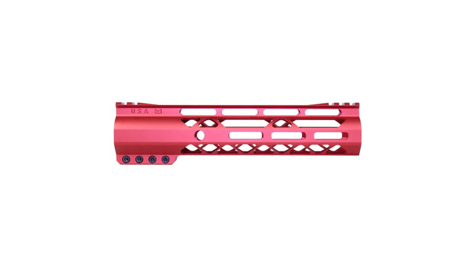 Guntec USA AIR-LOK Series M-LOK Compression Gen 2 Free Floating Handguard w/Monolithic Top Rail, 9in, Red, GT-9ALC-G2-RED