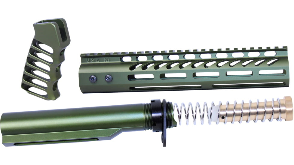 Guntec USA AR-15 10in Pistol Brace Build Kit With Milspec Buffer Tube, Anodized Green, ULTRA-BBK10-GREEN