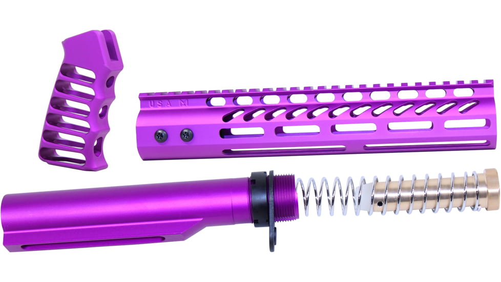 Guntec USA AR-15 10in Pistol Brace Build Kit With Milspec Buffer Tube, Anodized Purple, ULTRA-BBK10-PURPLE