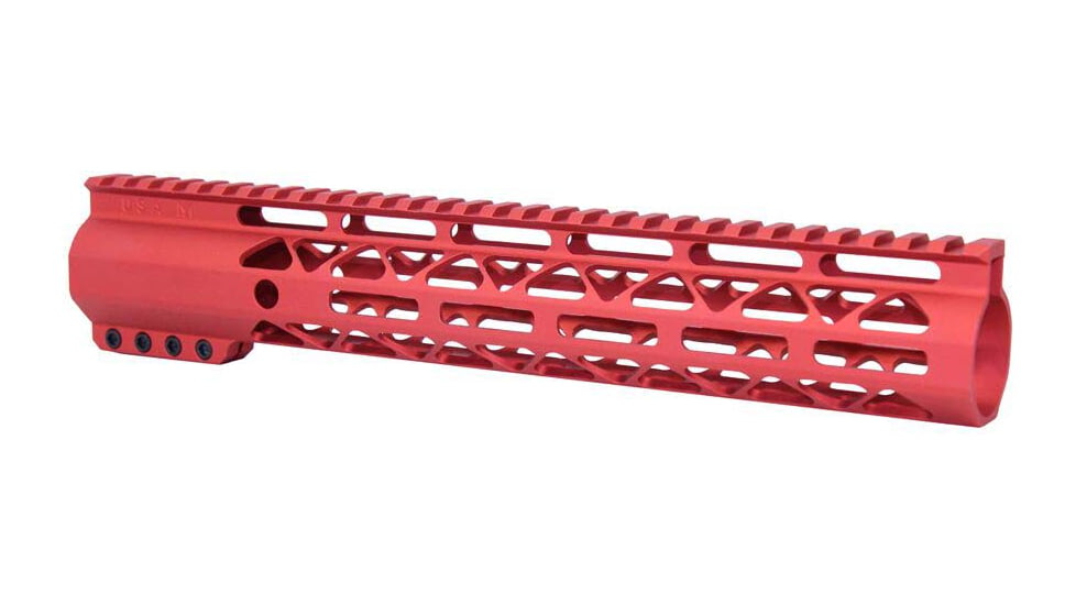 Guntec USA AR-15 12in Air-Lok Series M-LOK Compression Free Floating Handguard w/ Monolithic Top Rail, Anodized Red, GT-12ALC-RED