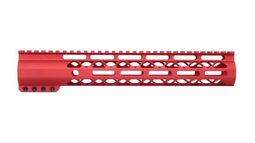 Guntec USA AR-15 12in Air-Lok Series M-LOK Compression Free Floating Handguard w/ Monolithic Top Rail, Anodized Red, GT-12ALC-RED