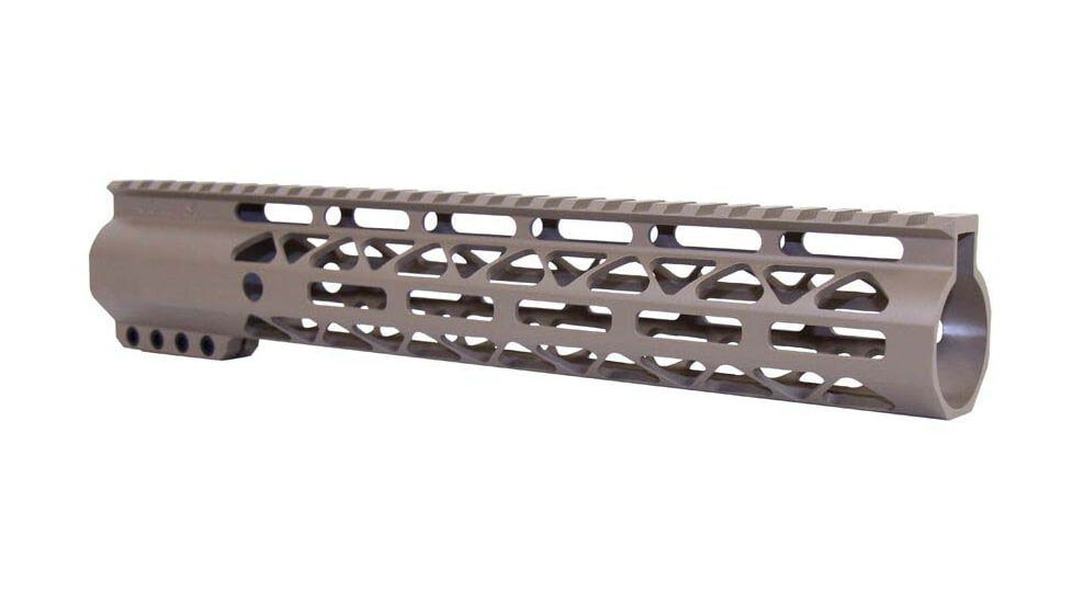 Guntec USA AR-15 12in Air-Lok Series M-LOK Compression Free Floating Handguard w/ Monolithic Top Rail, Flat Dark Earth, GT-12ALC-FDE