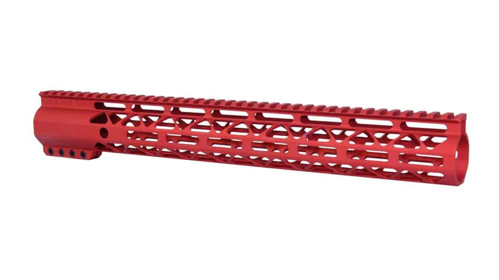 Guntec USA AR-15 15in Air-Lok Series M-LOK Compression Free Floating Handguard w/ Monolithic Top Rail, Anodized Red, GT-15ALC-RED