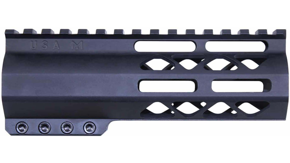 Guntec USA AR-15 6in Air-Lok Series M-LOK Compression Free Floating Handguard w/ Monolithic Top Rail, Anodized Black, GT-6ALC