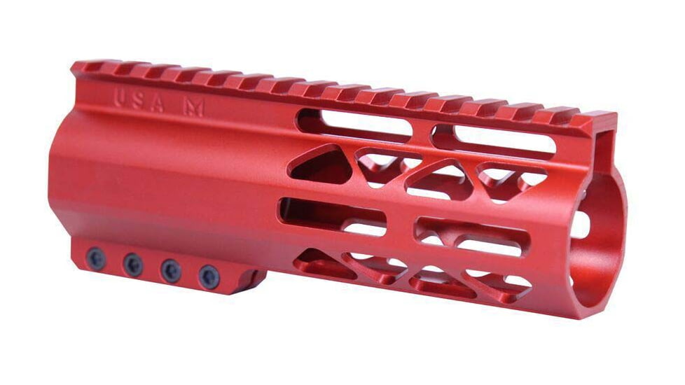 Guntec USA AR-15 6in Air-Lok Series M-LOK Compression Free Floating Handguard w/ Monolithic Top Rail, Anodized Red, GT-6ALC-RED
