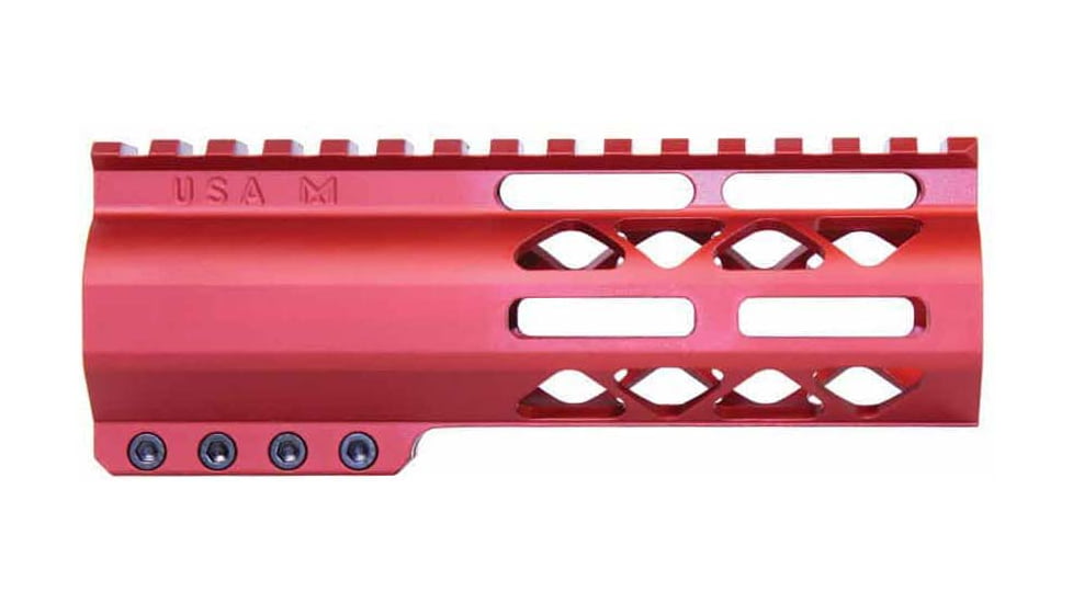 Guntec USA AR-15 6in Air-Lok Series M-LOK Compression Free Floating Handguard w/ Monolithic Top Rail, Anodized Red, GT-6ALC-RED