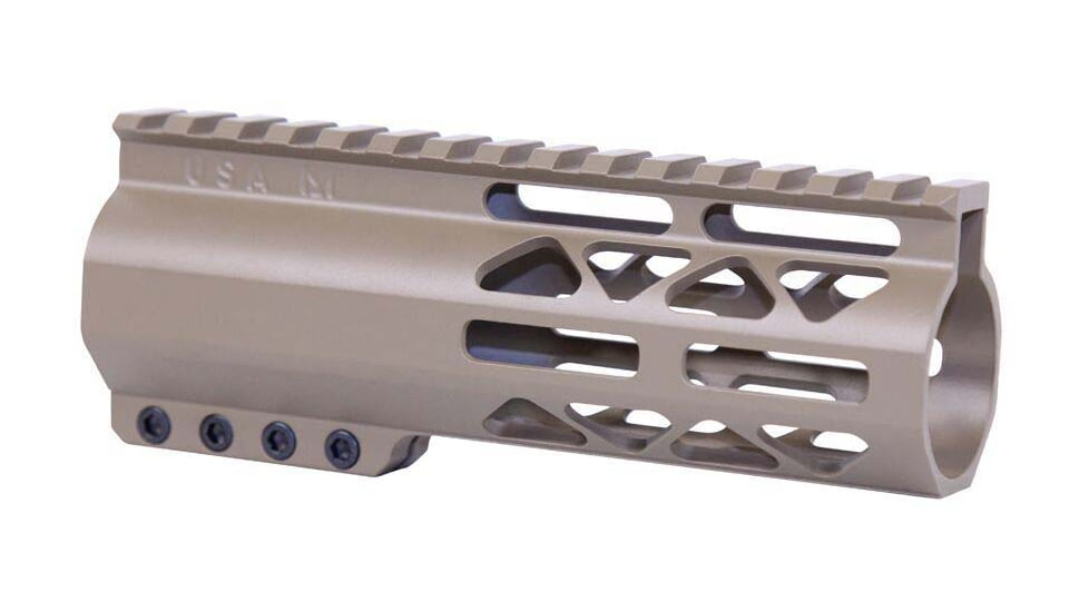 Guntec USA AR-15 6in Air-Lok Series M-LOK Compression Free Floating Handguard w/ Monolithic Top Rail, Flat Dark Earth, GT-6ALC-FDE