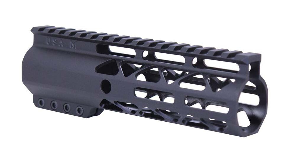 Guntec USA AR-15 7in Air-Lok Series M-LOK Compression Free Floating Handguard w/ Monolithic Top Rail, Anodized Black, GT-7ALC