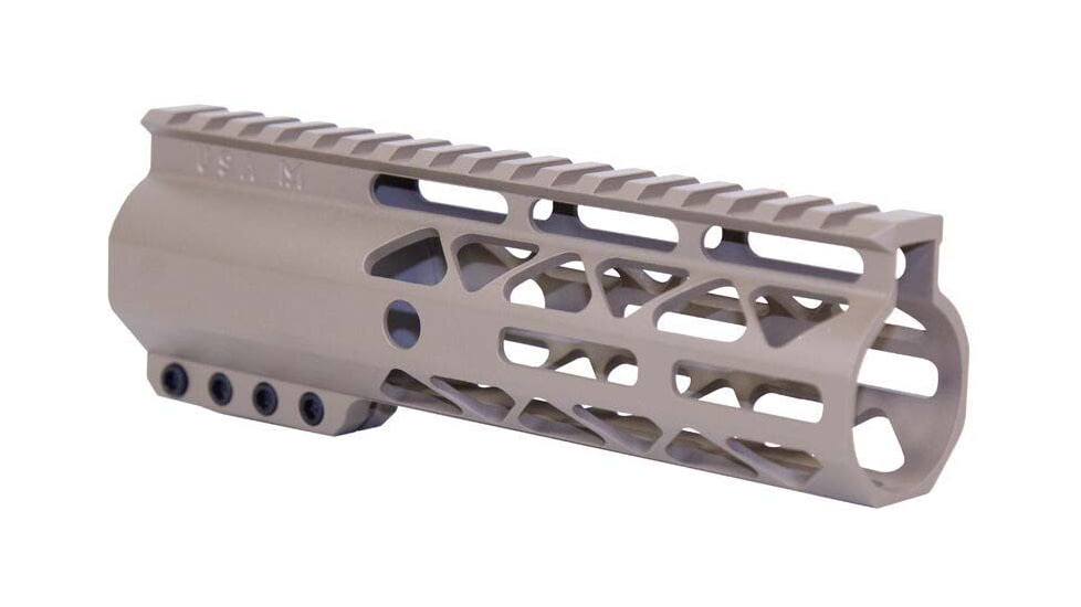 Guntec USA AR-15 7in Air-Lok Series M-LOK Compression Free Floating Handguard w/ Monolithic Top Rail, Flat Dark Earth, GT-7ALC-FDE