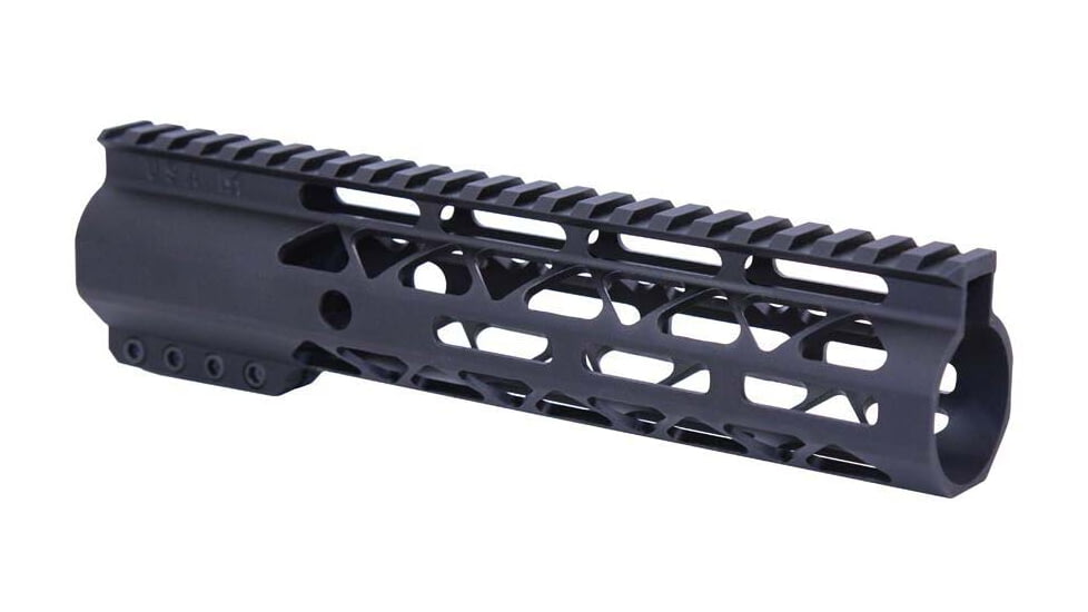 Guntec USA AR-15 9in Air-Lok Series M-LOK Compression Free Floating Handguard w/ Monolithic Top Rail, Anodized Black, GT-9ALC
