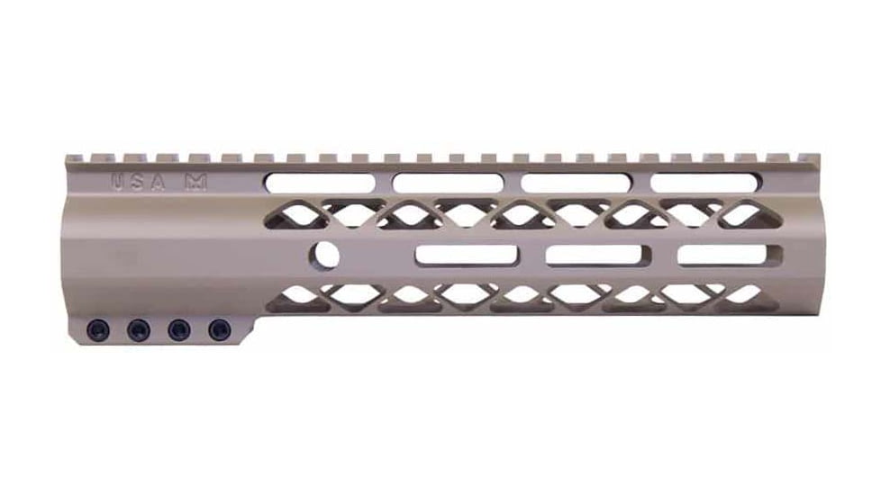 Guntec USA AR-15 9in Air-Lok Series M-LOK Compression Free Floating Handguard w/ Monolithic Top Rail, Flat Dark Earth, GT-9ALC-FDE