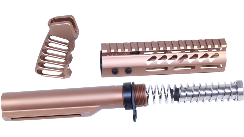 Guntec USA AR-15 Pistol Furniture Set With Miltube, Anodized Bronze, AR-PISTOL-SET-MIL-BRZ