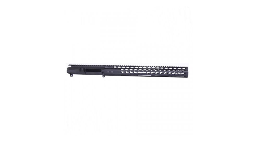 GUNTEC USA Ar 15 Stripped Billet Upper Receiver &amp; 15in Ultralight Series Keymod Handguard Combo Set, Black, GT-UPPER-SET-BLK-15JK