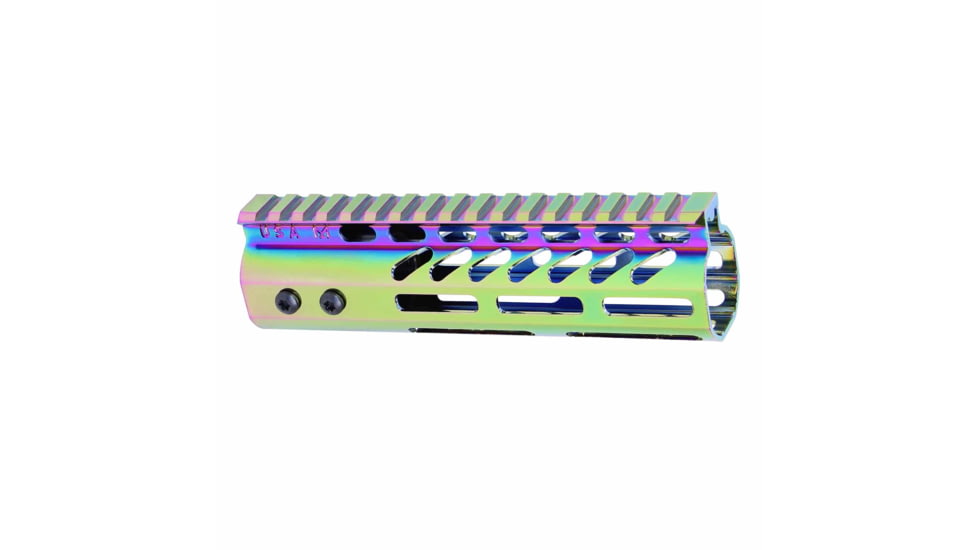 Guntec USA AR-15 Ultra Lightweight Thin M-LOK Free Floating Handguard w/ Monolithic Top Rail, 7in, Rainbow PVD, GT-7MLK-RPVD