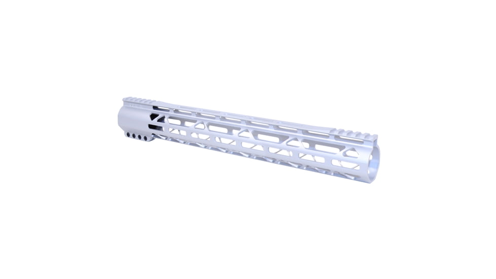 Guntec USA AR-308 15in AIR-LOK Series M-LOK Compression Free Floating Handguard With Monolithic Top Rail Gen 2, Anodized Clear, GT-15ALC-G2-308-CLEAR