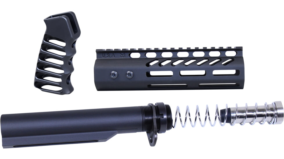 Guntec USA AR .308 Pistol Furniture Set With Miltube, Anodized Black, AR-PISTOL-SET-MIL-308