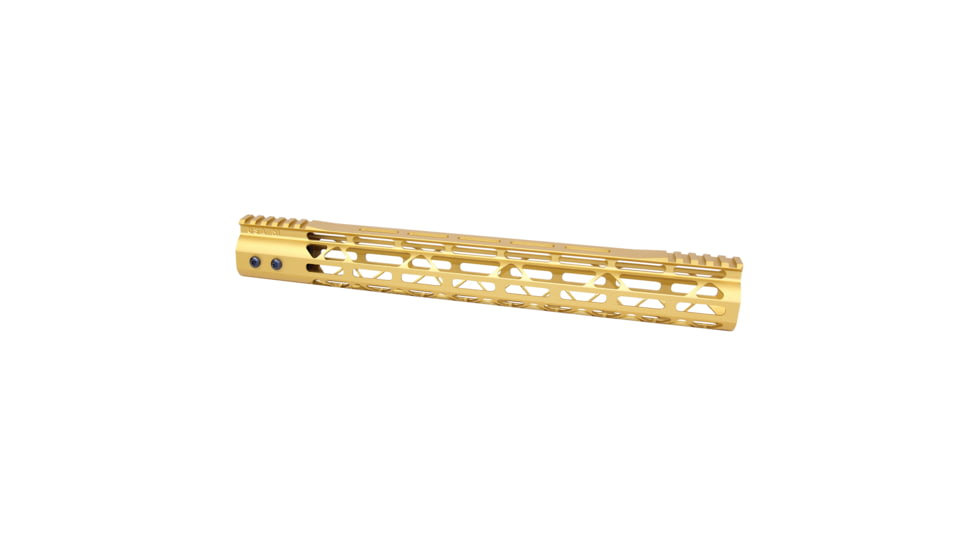Guntec USA MOD LITE Skeletonized Series M-LOK Free Floating Handguard w/ Monolithic Top Rail, 15in, Anodized Gold, GT-15MDLTE-GOLD