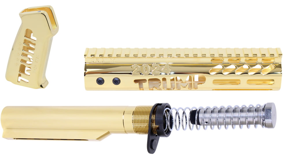 Guntec USA Trump Series Premium Limited Edition AR-15 Pistol Furniture Set w/Miltube, 24K Gold Plated, TRUMP-PIS-SET-MIL-LE
