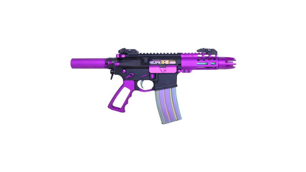 Guntec USA Ultra Lightweight Thin M-LOK System Free Floating Handguard w/Monolithic Top Rail, 4in, Purple, GT-4MLK-PURPLE