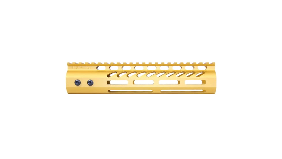 Guntec USA Ultra Lightweight Thin M-LOK System Free Floating Handguard w/Monolithic Top Rail, 9in, Gold, GT-9MLK-GOLD