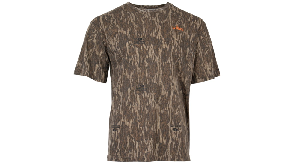 Habit Bear Cave Camo Short Sleeve Tee w/ Habit Logo - Mens, Mossy Oak New Bottomland, Small, TS1229-014-S