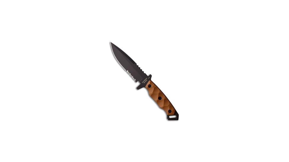 Halfbreed Blades Halfbreed Blades MIK-03 Gen-2 Medium Infantry Knife DE G-10 5.3" Black Serr, Tan, Bohler K340, adult, BHQ-210583