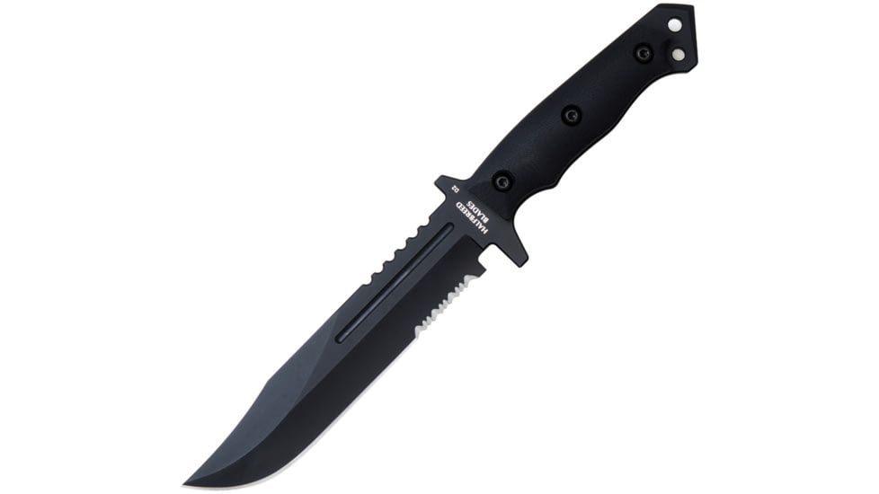 Halfbreed Blades Large Infantry Knife, 6.88 black Teflon coated partially serrated K110 , Black G10 handle, LIK-01 BLK