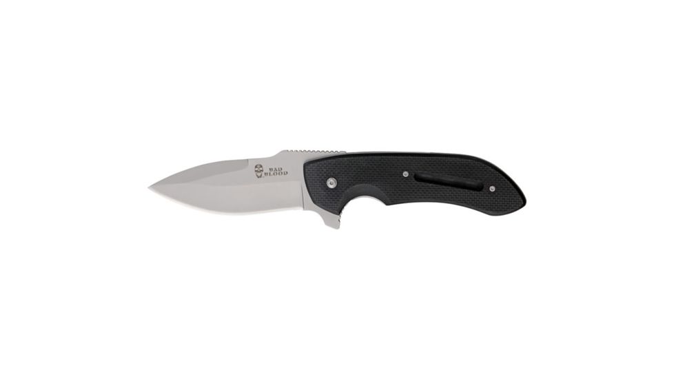 Hallmark Bad Blood - Kendrick - Fire Spitter, 8Cr14 Stainless Steel 4in Blade, Black, Contoured G10 Handle, BB0101K