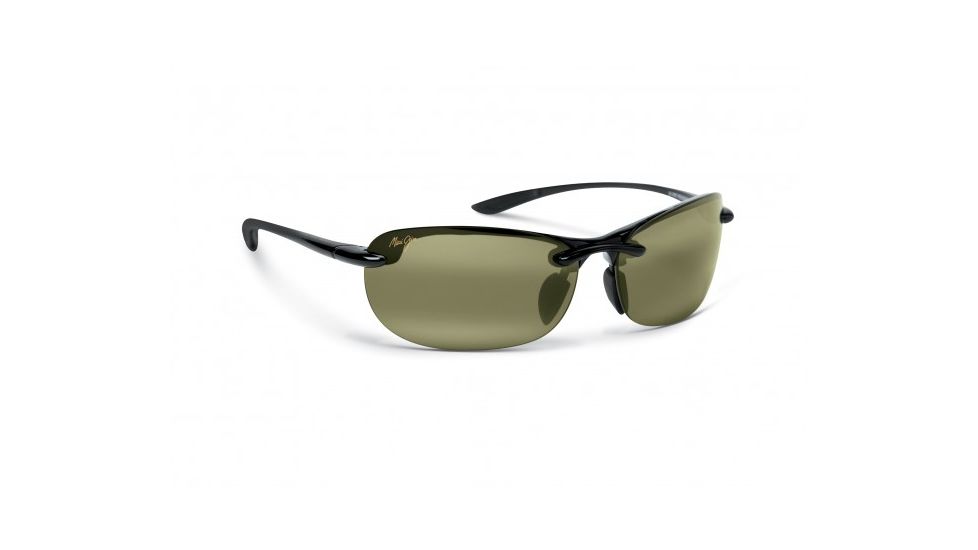 Maui Jim Hanalei Sunglasses w/ Gloss Black Frame and Maui HT Lenses - HT413-02, Quarter View
