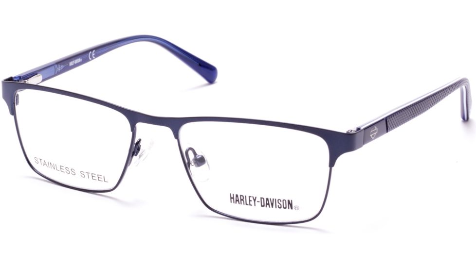 Harley Davidson Eyewear HD0132T Bifocal Prescription Eyeglasses - Matte Blue Frame, Matte Blue Lenses, 49 mm Lens Diameter HD0132T49091